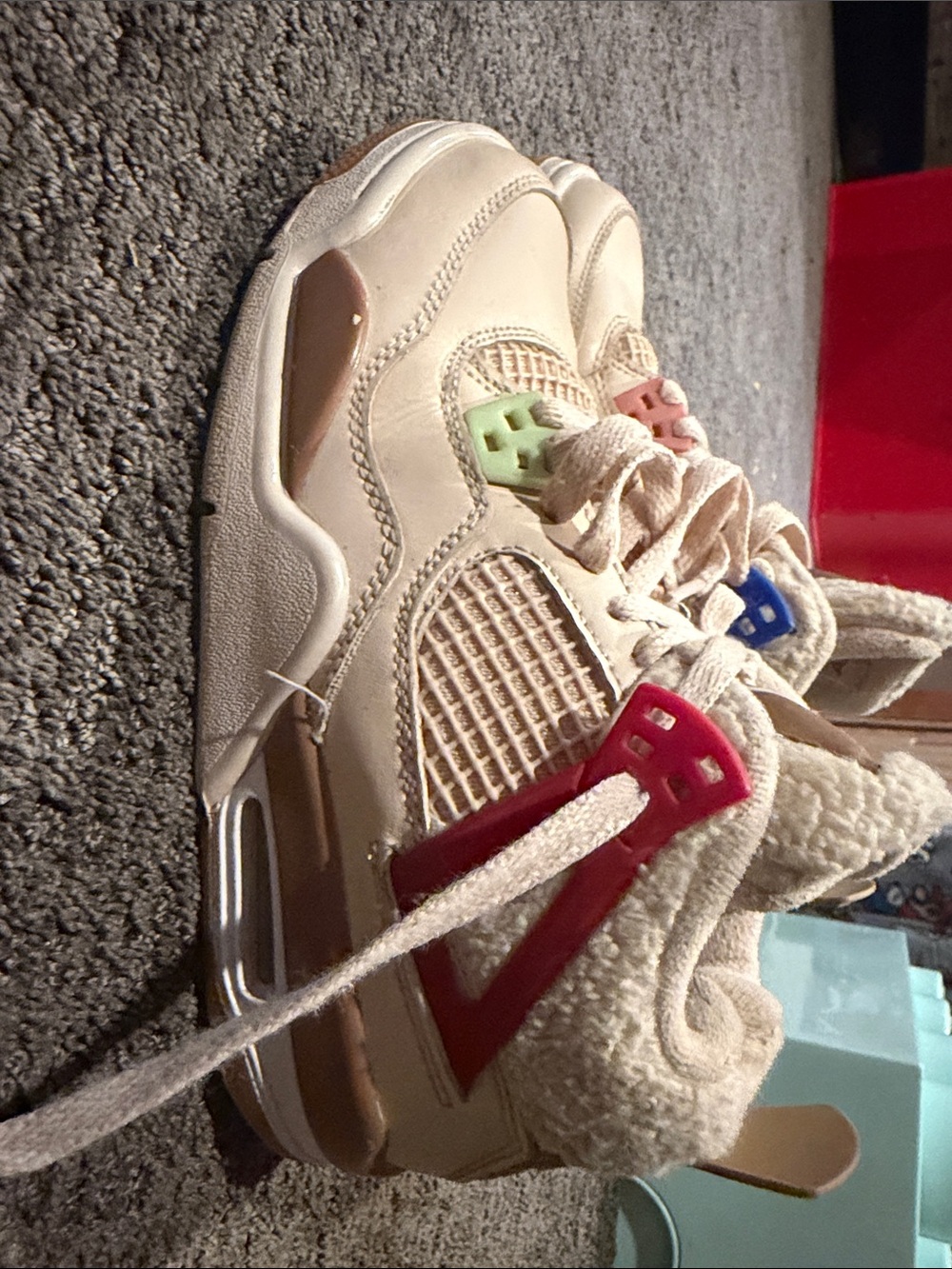 Jordan Kids Cream Sneakers with Multicolor Eyelet Accents